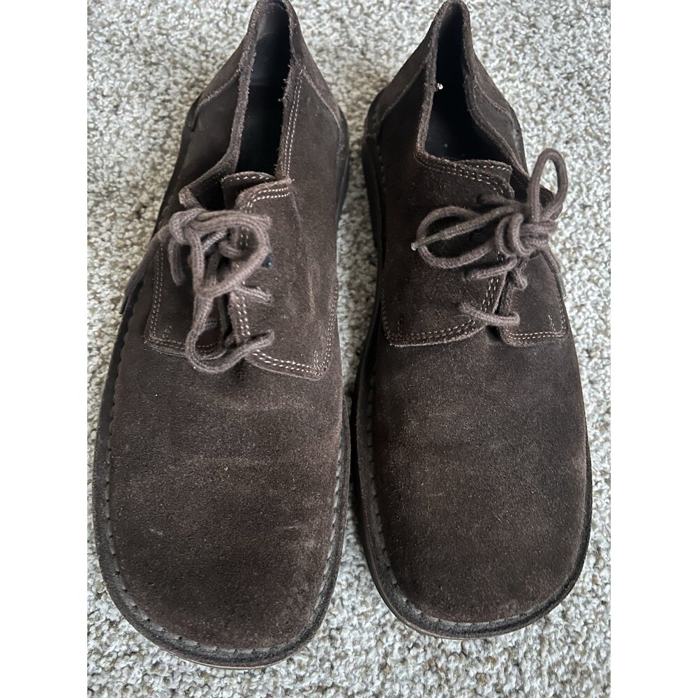 Banana Republic Brown Italian Suede Loafers Oxford Dress Shoes Square Toe Sz 8.5